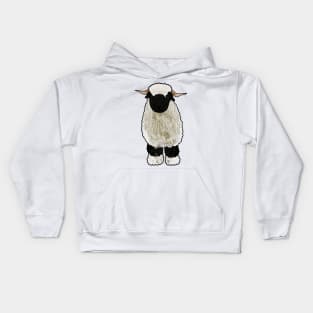 Valais Blacknose sheep cartoon illustration Kids Hoodie